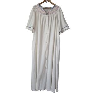 Vintage Leisure‎ Life Short Sleeve Robe Terry Embroidered Size 3X White NWT
